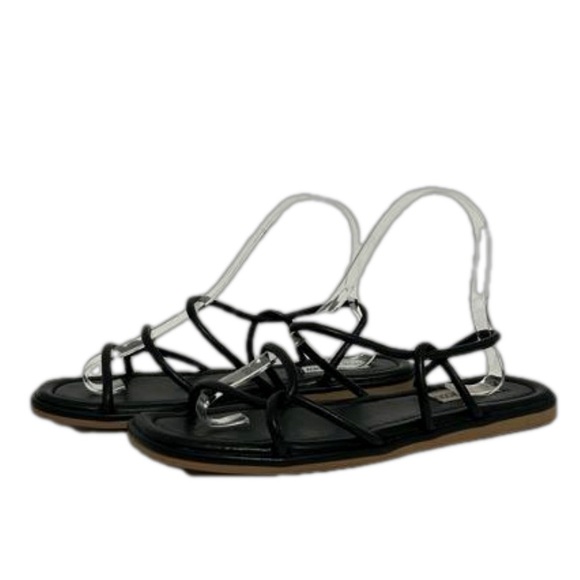 Steve Madden Black Strappy Flat Sandals - Picture 2 of 6